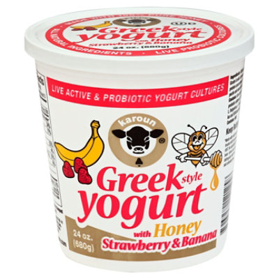 Karoun Greek Style Yogurt With Honey Strawberry & Banana - 24 Oz