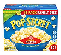 Pop Secret Microwave Popcorn Premium Extra Butter Pop-and-Serve-Bags Bonus Pack - 12-3.2 Oz