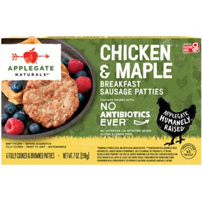 Applegate Naturals Frozen Chicken & Maple Breakfast Sausage Patties - 7 Oz - Image 2