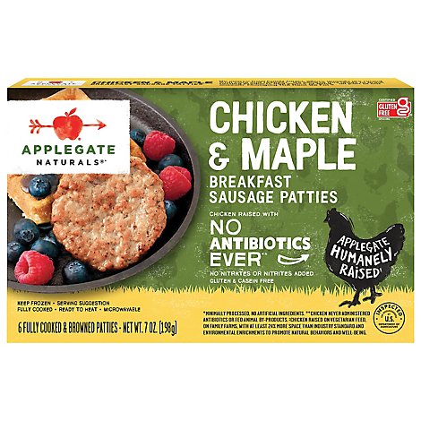 Applegate Natural Chicken & Maple Breakfast Sausage Patties Frozen - 7oz