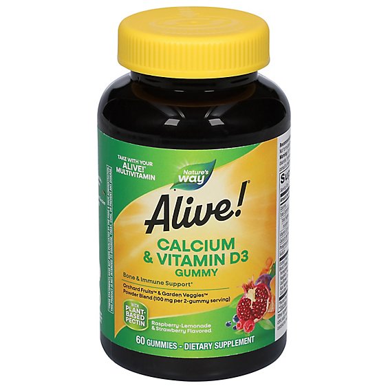 Alive! Supplement Gummies Calcium + D3 - 60 Count
