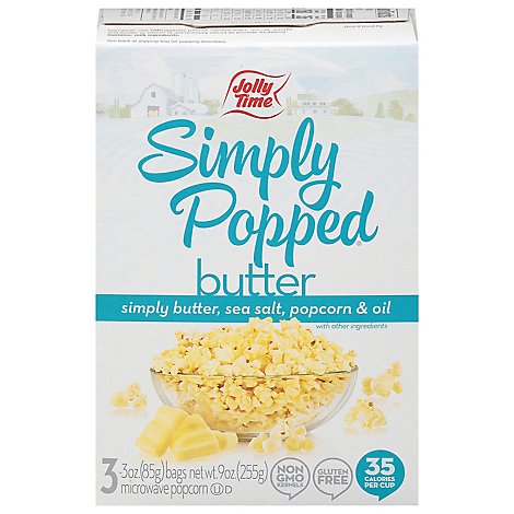 Jolly Time Microwave Popcorn Simply Popped - 3-3 Oz