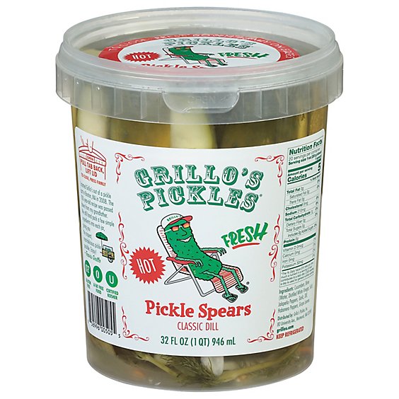 Grillos Pickles Spears Classic Dill Hot - 32 Fl. Oz.