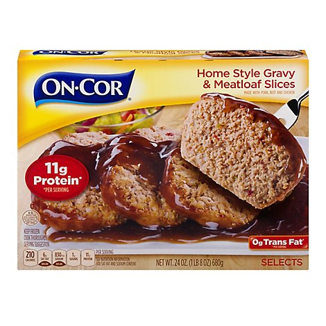On-Cor Entrees Homestyle Gravy & Meat Loaf Slices Pork Beef & Chicken - 24 Oz