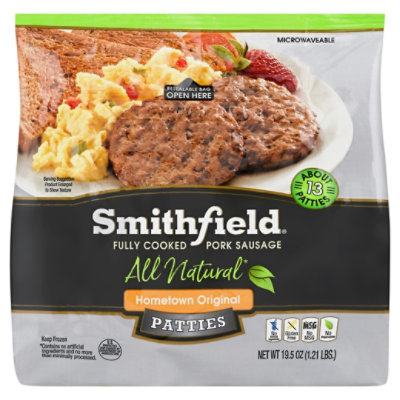 Smithfield Fully Cooked Pork Sausage Patties Hometown Original - 24 Oz ...