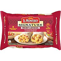 El Monterey Signature Meat Lovers Egg Sausage Bacon & Cheese Breakfast Burritos 8 Count - 36 Oz - Image 2