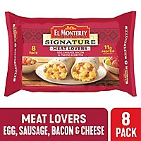El Monterey Signature Meat Lovers Egg Sausage Bacon & Cheese Breakfast Burritos 8 Count - 36 Oz - Image 1