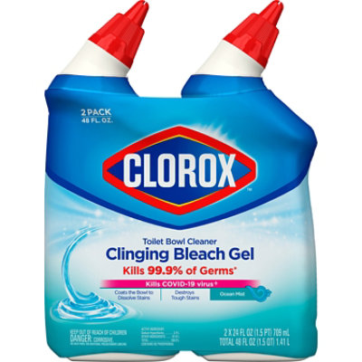 Clorox Ocean Mist Clinging Bleach Gel Toilet Bowl Cleaner Pack - 2-24 Oz