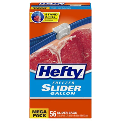 Hefty Slider Freezer Storage Bags, Gallon Size, 56 Count