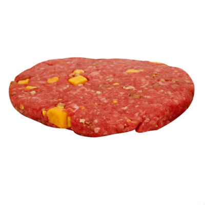 Meat Counter Beef Ground Beef Pub Burger Cheddar & Green Chile Service Case 1 Count - 6 Oz