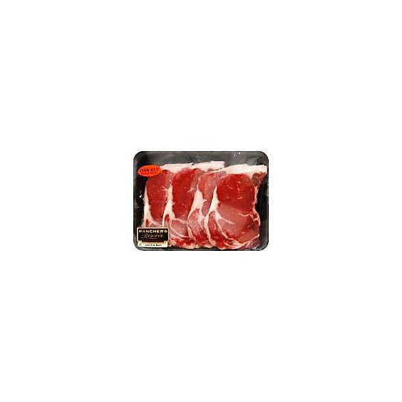 Meat Service Counter USDA Choice Beef Ribeye Steak Boneless Thin Cut - 1 LB