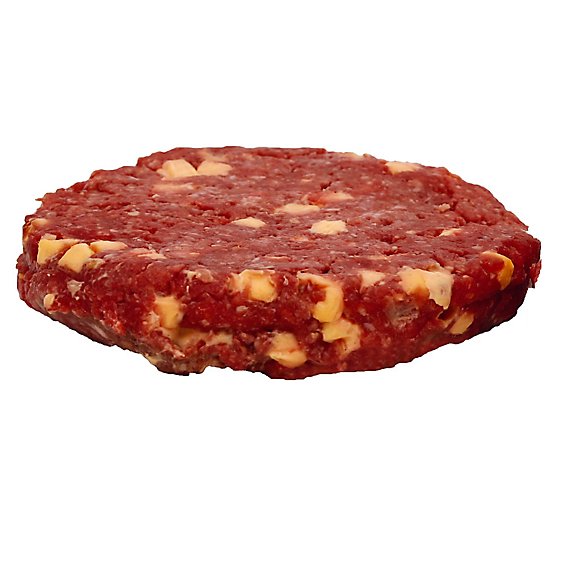 Meat Service Counter Ground Beef Hamburger Patties Gourmet Cheddar & Bacon 1 Count - 5 Oz.