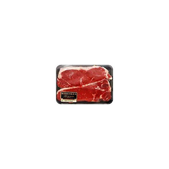 Meat Counter Beef Grass Fed Top Loin New York Strip Steak Boneless Service Case - 2 LB