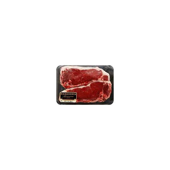 Meat Counter Beef USDA Choice Top Loin New York Strip Steak Bone In Marinated Service Case - 1 LB