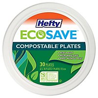Hefty ECOSAVE 100% Compostable Plates Round 7 Inch White - 30 Count - Image 2