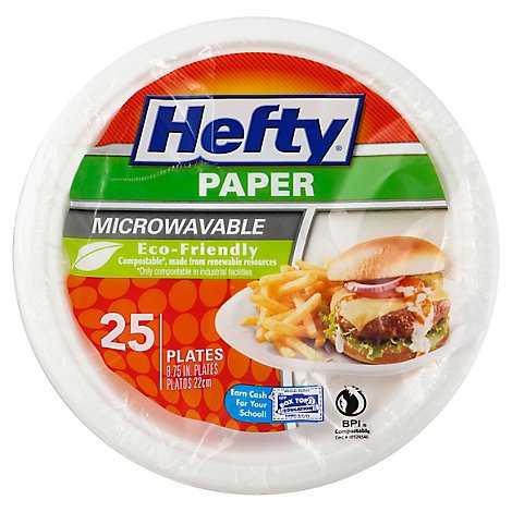 Hefty Plates Paper Microwavable 8.75 Inch Bag - 25 Count