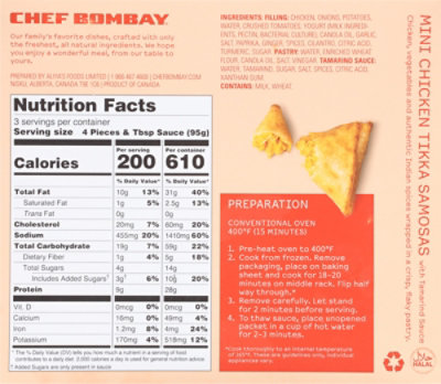 Chef Bombay Sauce Mini Chicken Tikka Samosas - 10.2 Oz - Image 5
