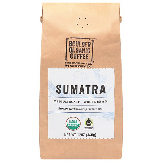 Boulder Organic Coffee Coffee Organic Whole Bean Medium Roast Sumatra - 12 Oz