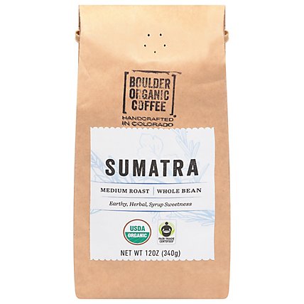 Boulder Organic Coffee Coffee Organic Whole Bean Medium Roast Sumatra - 12 Oz - Image 1