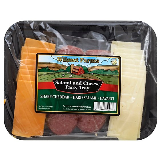 Wilmot Farms Party Tray Salami & Cheese Hard Salami Sharp Cheddar & Havarti - 12 Oz