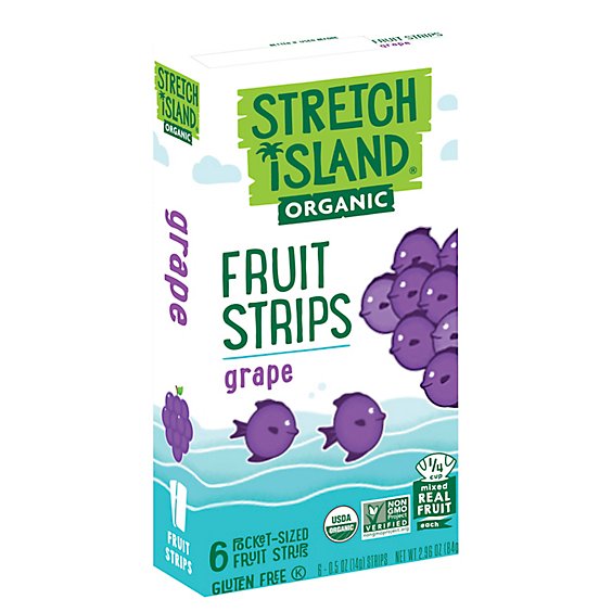 Stretch Island Organic Fruit Strips Gluten Free Grape - 6 Count
