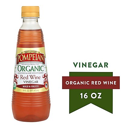 Pompeian Vinegar Organic Red Wine Unfiltered - 16 Fl. Oz. - Image 2