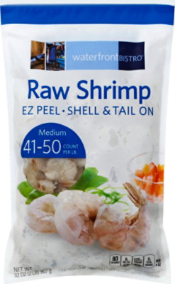 waterfront BISTRO Shrimp Raw Ez Peel Shell & Tail On Medium 41 To 50 Count - 32 Oz - Image 2