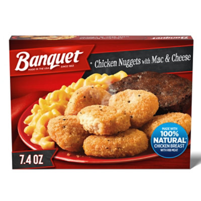 Banquet Chicken Nuggets With Mac And Cheese And Brownie Frozen Meal - 7.4 Oz - Image 1