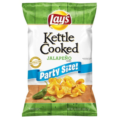 Lays Potato Chips Kettle Cooked Jalapeno Party Size! - 13.5 Oz