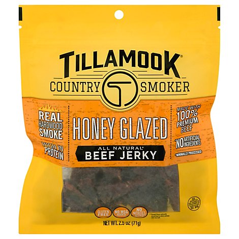 Tillamook Country Smoker Simply Crafted Beef Jerky Honey Glazed - 2.5 Oz