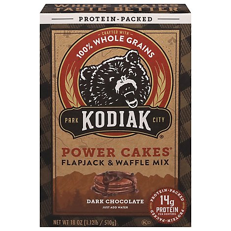 Kodiak Cakes Flapjack and Waffle Mix Power Cakes Dark Chocolate Protein Packed Box - 18 Oz