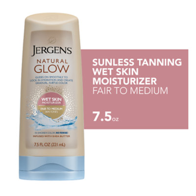 JERGENS Natural Glow Wet Skin Moisturizer Fair To Medium Skin Tones - 7.5 Fl. Oz.