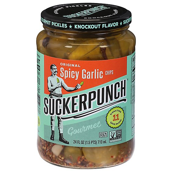 SuckerPunch Pickles Spicy Garlic Originals - 24 Oz