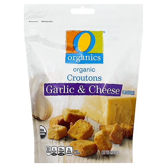 O Organics Organic Croutons Garlic & Cheese Flavored - 4.5 Oz