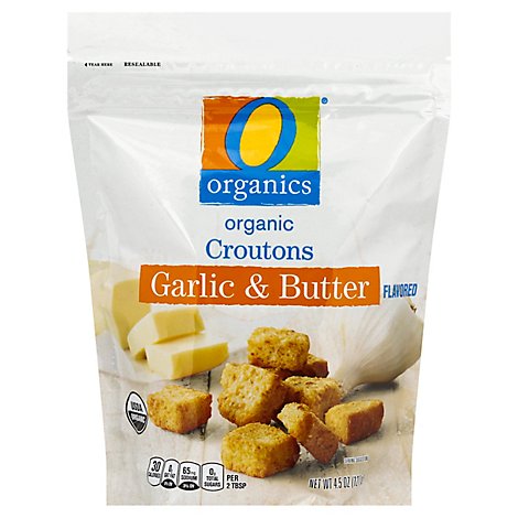 O Organics Organic Croutons Garlic & Butter Flavored - 4.5 Oz