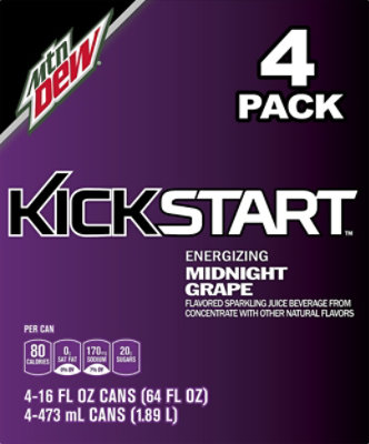 Mtn Dew Soda Kickstart Energizing Midnight Grape - 4-16 Fl. Oz. - Image 2