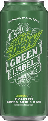 Mtn Dew Soda Green Label Crafted Green Apple Kiwi - 16 Fl
