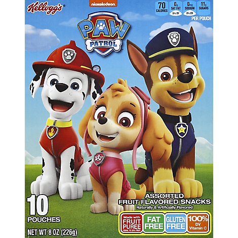 Kelloggs Fruit Flavored Snacks Assorted Paw Patrol 10 Count - 8 Oz
