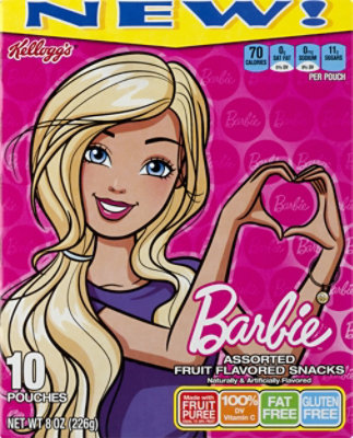 Kelloggs Fruit Flavored Snacks Assorted Barbie 10 Count - 8 Oz
