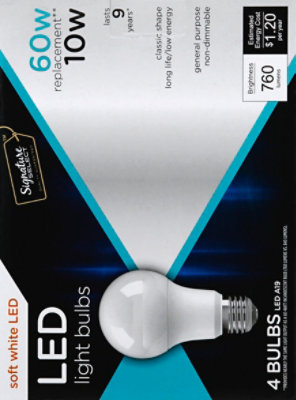 Signature SELECT Light Bulb LED Soft White 10W A19 760 Lumens - 4 Count - Image 4