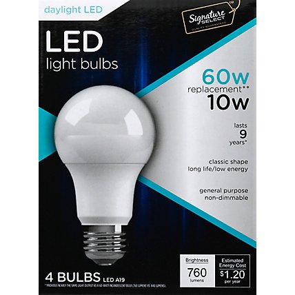 Signature SELECT Light Bulb LED Daylight 10W A19 760 Lumens - 4 Count - Image 2