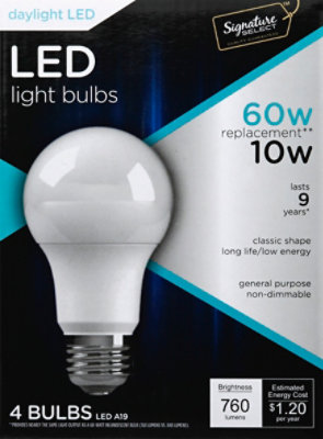 Signature SELECT Light Bulb LED Daylight 10W A19 760 Lumens - 4 Count - Image 2