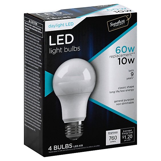 Signature SELECT Light Bulb LED Daylight 10W A19 760 Lumens - 4 Count