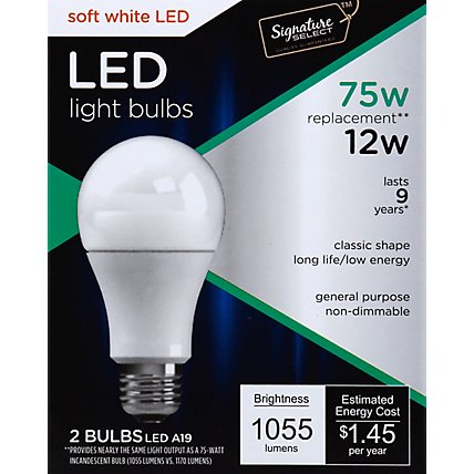 Signature SELECT Light Bulb LED Soft White 12W A19 - 2 Count - Image 2