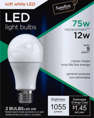 Signature SELECT Light Bulb LED Soft White 12W A19 - 2 Count - Image 2