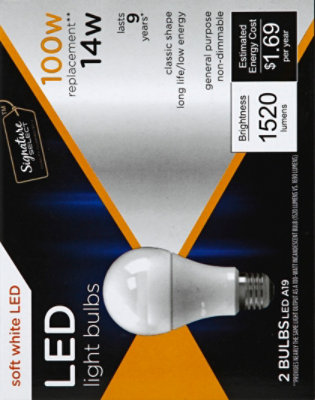 Signature SELECT Light Bulb LED Soft White 14W A19 - 2 Count - Image 4