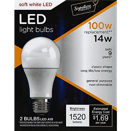 Signature SELECT Light Bulb LED Soft White 14W A19 - 2 Count - Image 2
