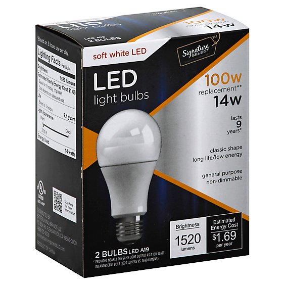 Signature SELECT Light Bulb LED Soft White 14W A19 - 2 Count