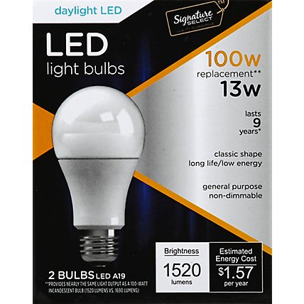 Signature SELECT Light Bulb LED Daylight 13W A19 - 2 Count - Image 2