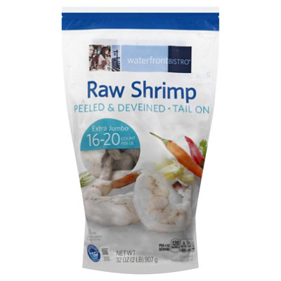 waterfront BISTRO Raw Peeled & Deveined Tail On Shrimp 16-20 Count - 32 Oz